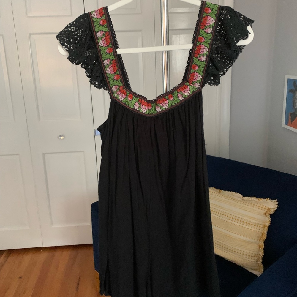 Urban Outfitters Embroidered Floral Lace Trim Romper